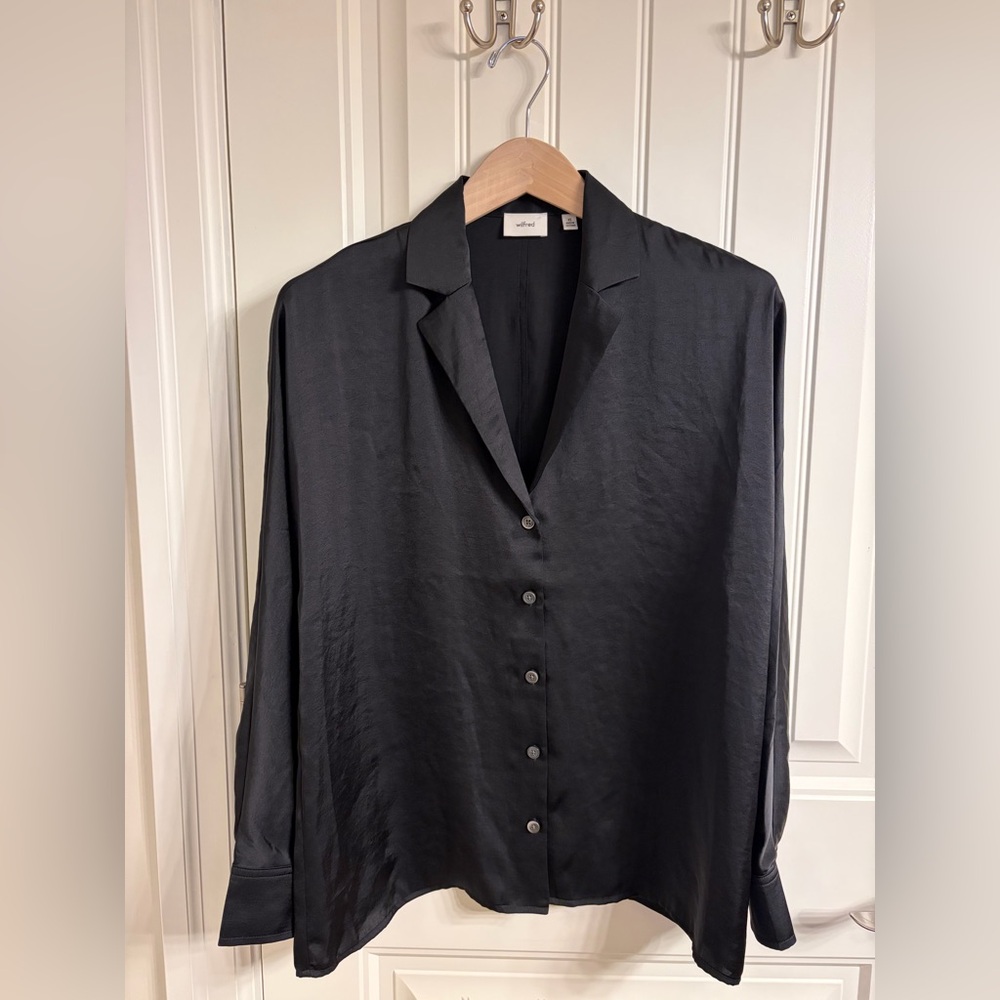 Wilfred Midnight Black Collared Shirt